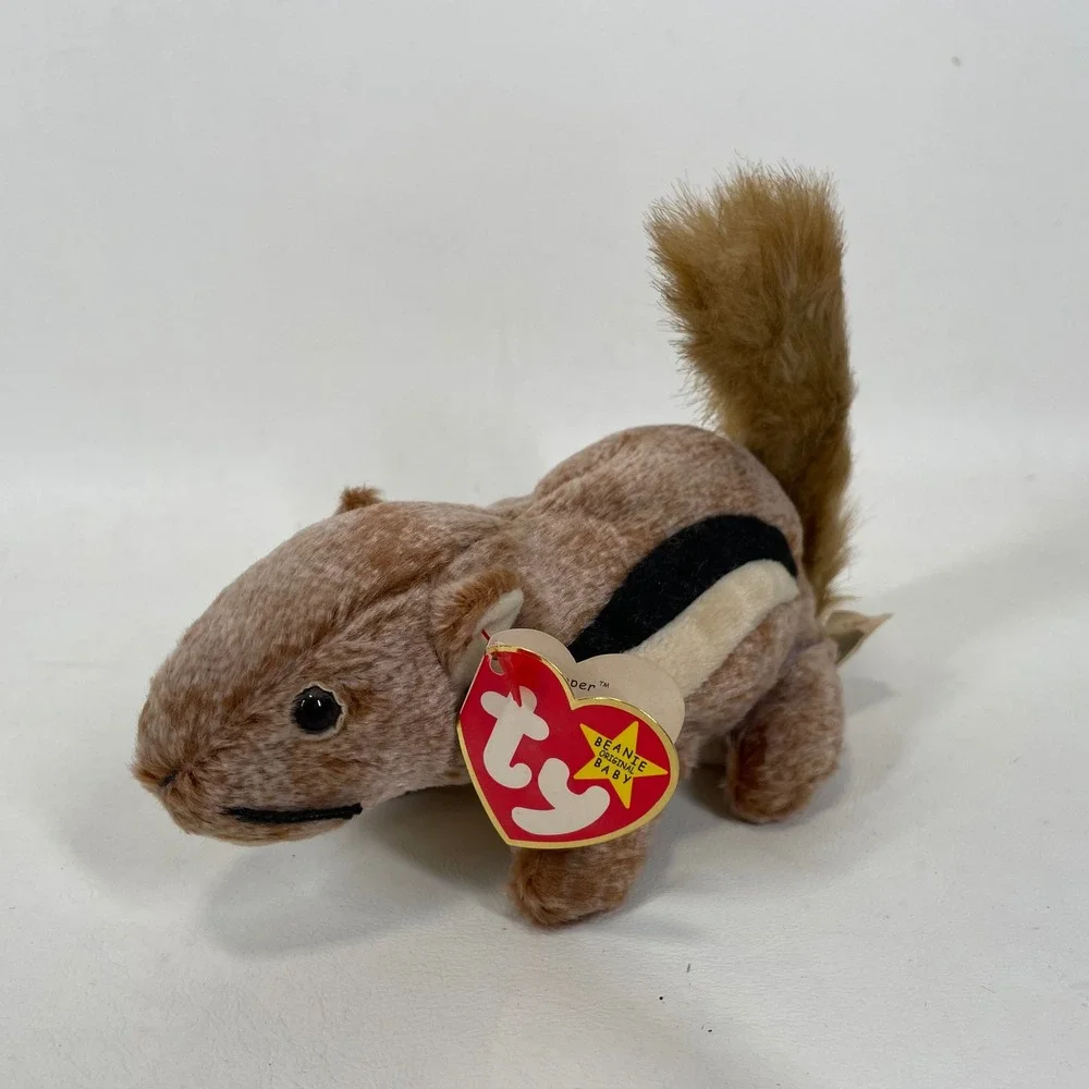 Ty Beanie Baby Chipper the Chipmunk Brown Striped Plush Toy 1999 with Tags